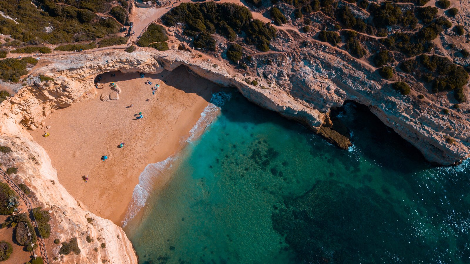 A beautiful Atlantic beaches and cliffs of Algarve, Portugal on a sunny summer day